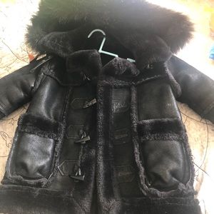 All black toddler real shearling coat